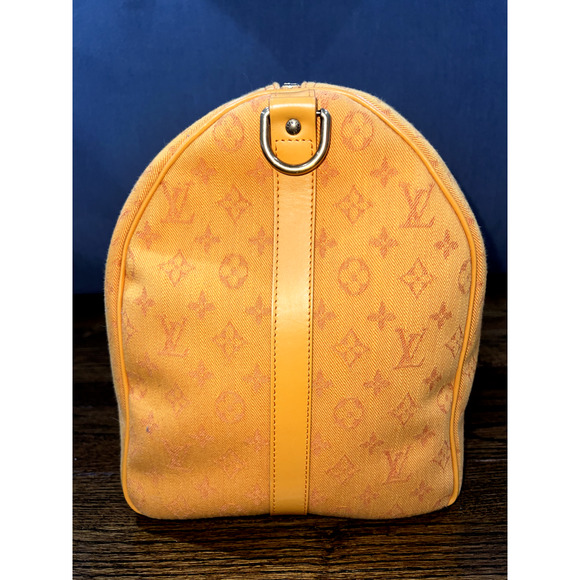 Louis Vuitton Keepall Bandouliere 50 Ocre Orange Denim Duffle Weekend Travel Bag - Picture 4 of 11